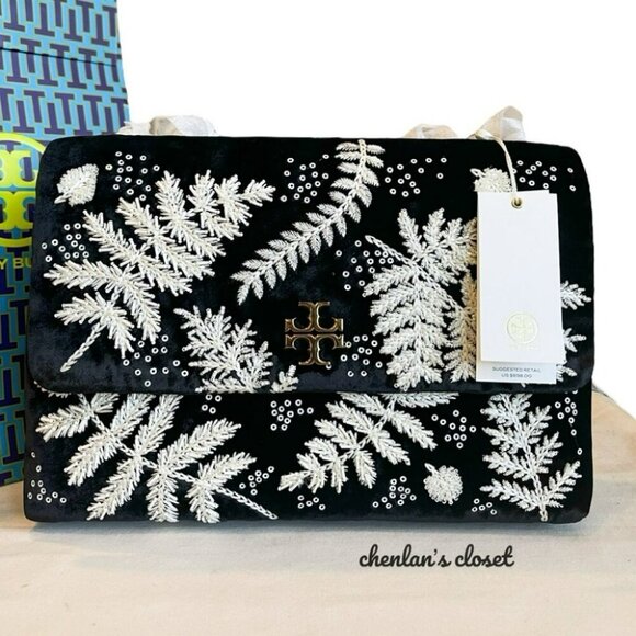🔥NeW! Tory Burch Kira Embroidered Velvet Convertible Shoulder Bag - Picture 11 of 11